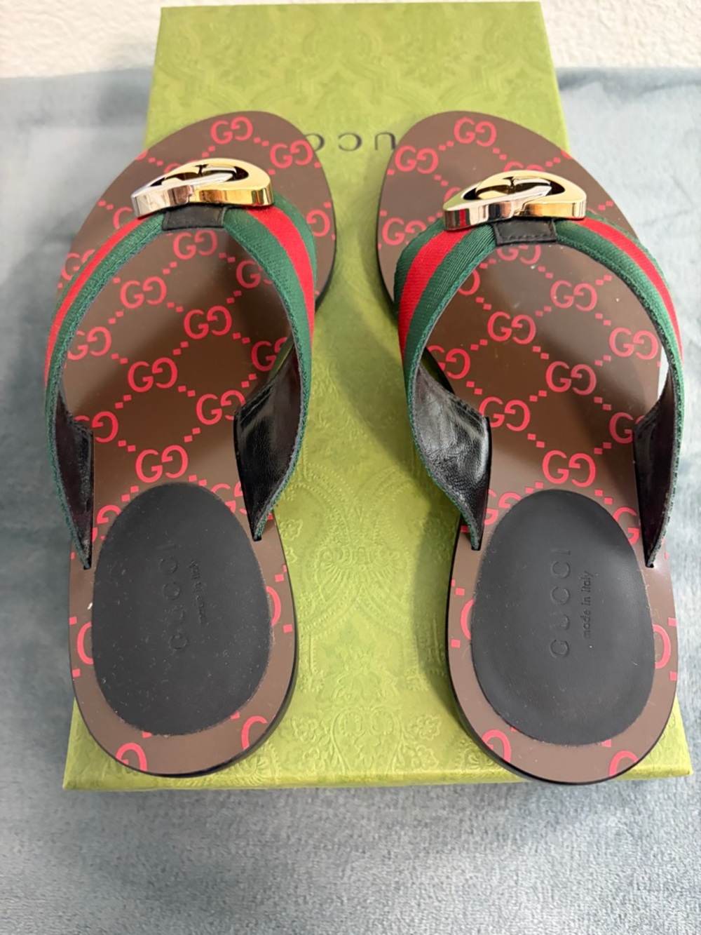 Brand New Women’s Gucci GG Thong Interlocking G Sandals Sz 35.5 (US 5.5) - Picture 5 of 10